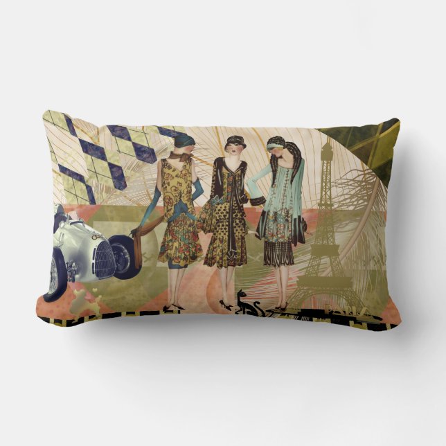 Almofada Lombar Vintage Paris Flappers Cena (Frente)