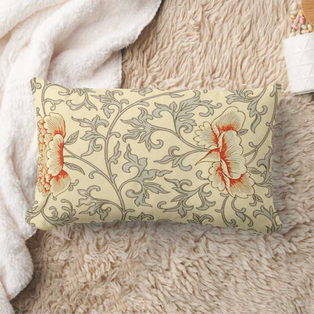 Almofada Lombar Vintage Pink Cinza Botânica Floral (Cobertor)