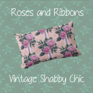 Almofada Lombar Vintage Rosas Rosa Esmaecidas Design