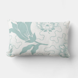 Almofada Lombar Vintage Teal White Farmhouse Style Floral Lumbar