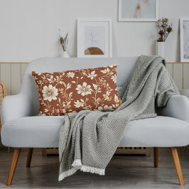 Almofada Lombar Vintage Terracotta Seamless Boho Floral Patterno