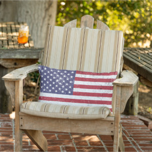 Almofada Lombar Vintage USA Flag Patriótico Americano Red White Bl