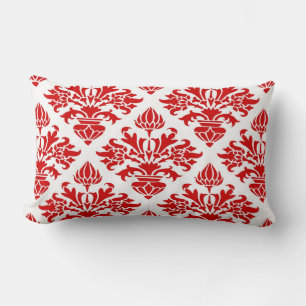 Almofada Lombar Vintage Vermelho Floral Damask #3 Grande