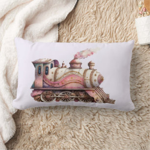 Almofada Lombar Vintagem do comboio a vapor rosa