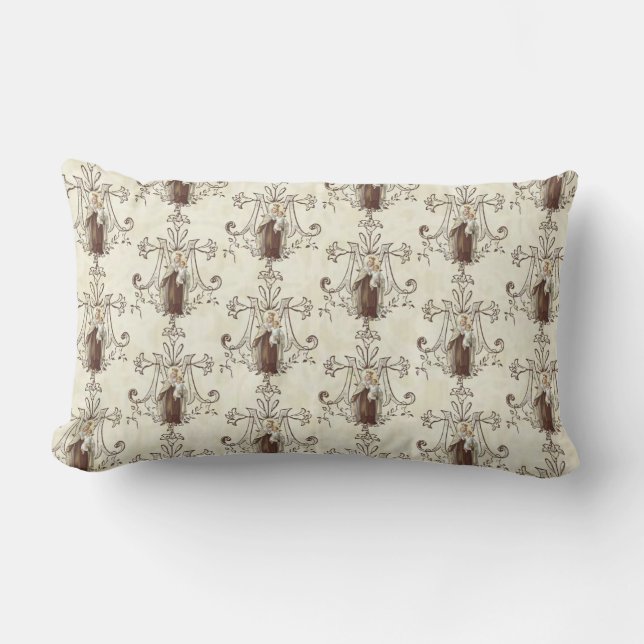 Almofada Lombar Virgem Católica Mary Monte Carmel Jesus Scapular (Frente)