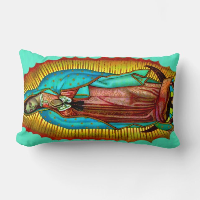 Almofada Lombar Virgen de Guadalupe Almohada Oracion Salve Regina (Frente)