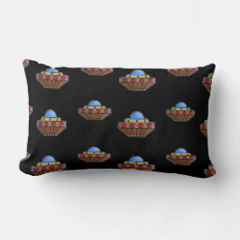 Almofada Lombar Voando ufo no espaço preto