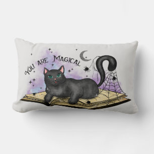 Almofada Lombar Você É Mágico - Místico Preto Gato e Vintage Book