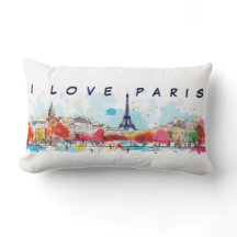 Watercolor Art I love Paris Eiffel Tower Viagem