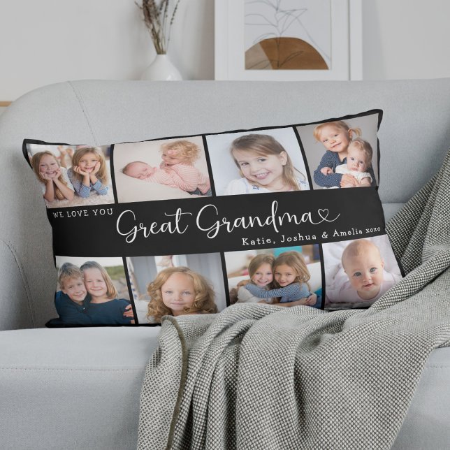 Almofada Lombar We Love You Great Grandma Photo Collage Heart (Criador carregado)