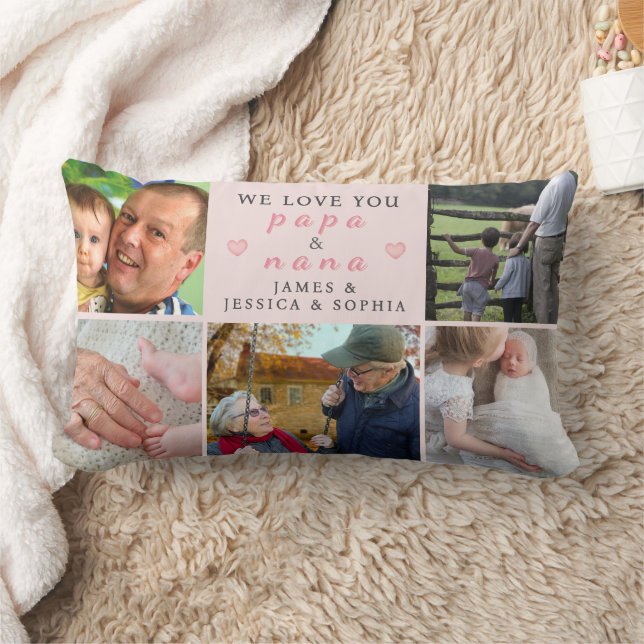 Almofada Lombar We Love You Papa & Nana – Custom Grandkids Pillow (Cobertor)
