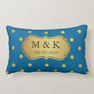 Almofada Lombar Wedding Monogrammed - bolinhas Dourados à moda