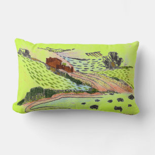 Almofada Lombar Welsh Countryside na arte de desenho de rabiscos v