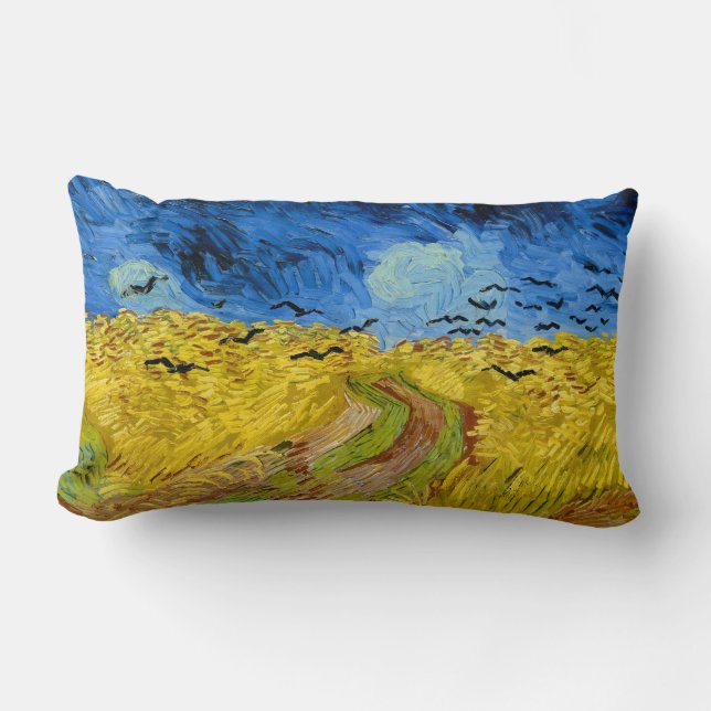 Almofada Lombar Wheatfield with crows - Vincent Van Gogh (1890) (Frente)