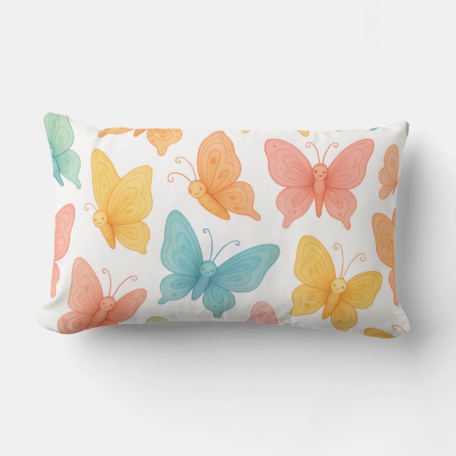 Almofada Lombar "Whimsical Butterflies" Throw Pillow (Frente)