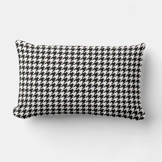 Almofada Lombar White Houndstooth Preto Clássico (Frente)