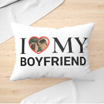 White I Love My Namorado Your Photo Heart Lumbar
