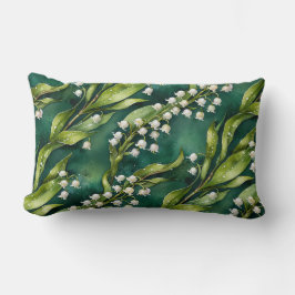 Almofada Lombar White Lily of the Valley on Teal