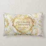 Almofada Lombar White Rose Elegance - 50º aniversário de casamento<br><div class="desc">Um símbolo eterno de amor e paixão. Personalizar o nome e o texto da data. A parte de trás do travesseiro tem um padrão de rosa branca com arte de texto dizendo Felizmente Depois.</div>
