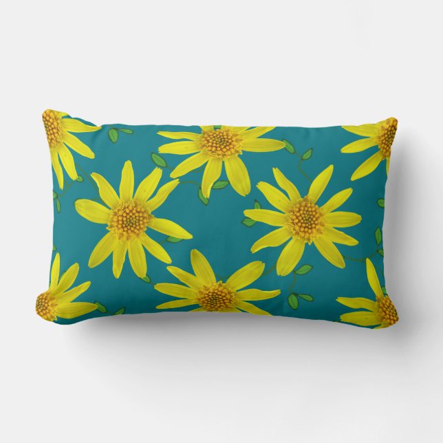 Almofada Lombar Wildflower amarelo botânico em alguma cor (Frente)