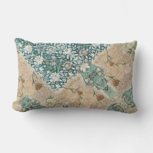 Almofada Lombar William Morris Floral Collage Greenery Teal Peach