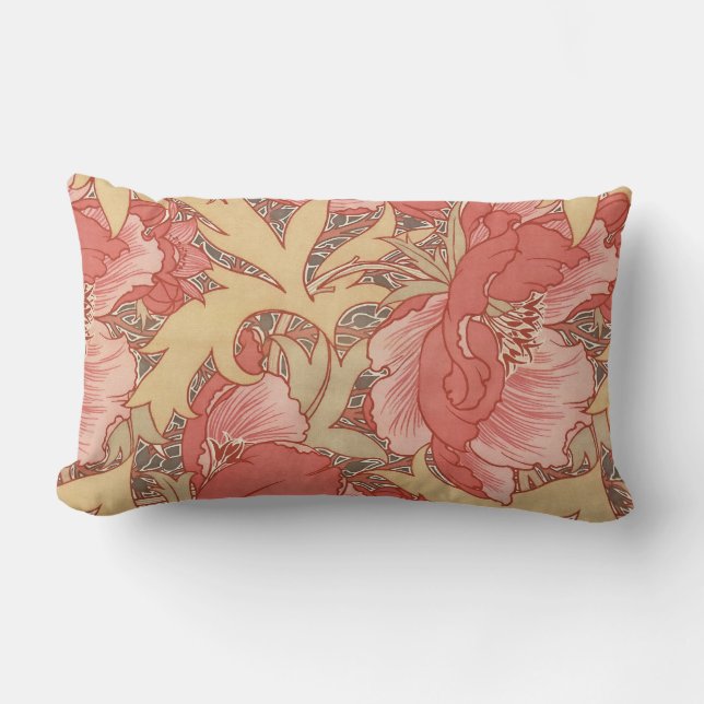 Almofada Lombar William Morris Poppies Floral Art Nouveau Pattern (Frente)