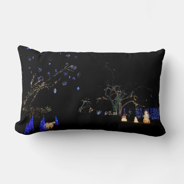 Almofada Lombar Winter Wonderland Lights Blue and White Holiday (Frente)