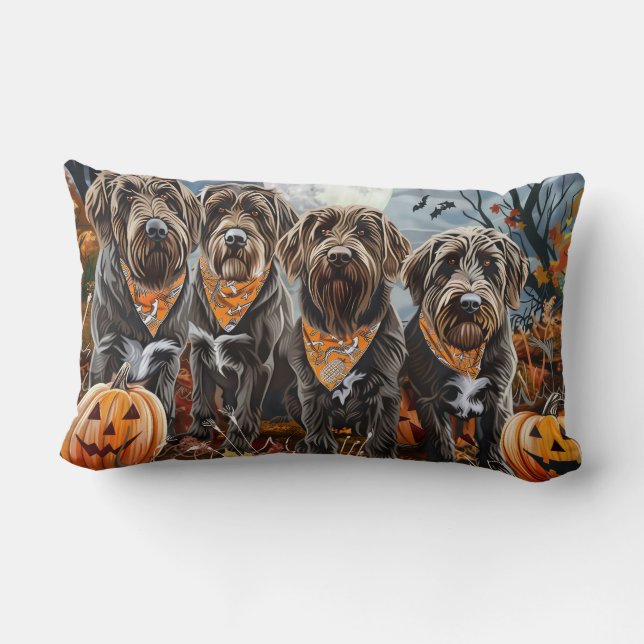 Almofada Lombar Wirehaired Pointing Griffon Halloween Spooky (Verso)