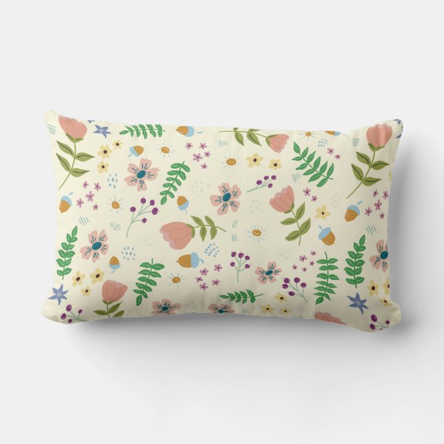 Almofada Lombar Woodland Floral Travesseiro decorativo (Verso)