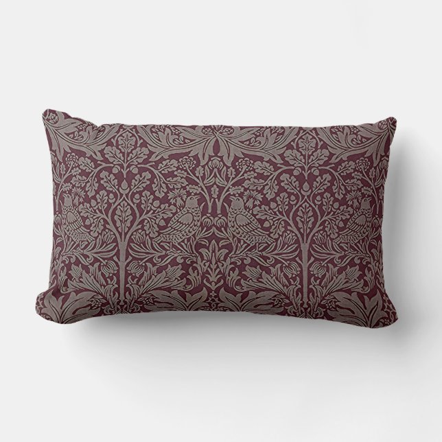 Almofada Lombar Woodland Foliage Red Rabbit William Morris Pattern (Frente)