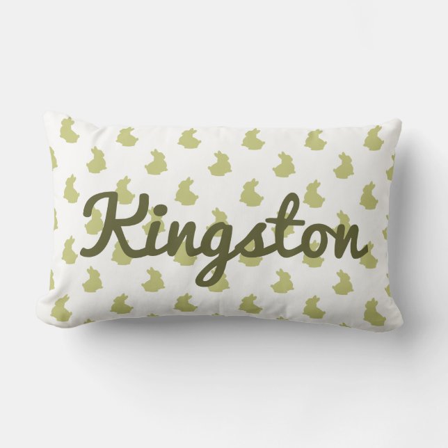 Almofada Lombar Woodland White e Olive Bunny Nursery (Frente)