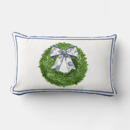 Almofada Lombar Wreath with Blue Toile Bow