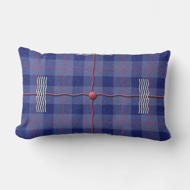 Almofada Lombar Xadrez Azul Heather (Frente)
