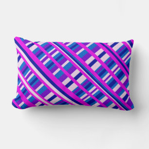 Almofada Lombar Xadrez azul roxa rosa Diagonal