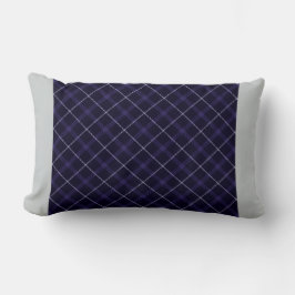 Almofada Lombar Xadrez Azul / Tartan com listras laterais sólidas
