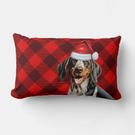 Almofada Lombar Xadrez de Feriado de Cão Bluetick de Natal