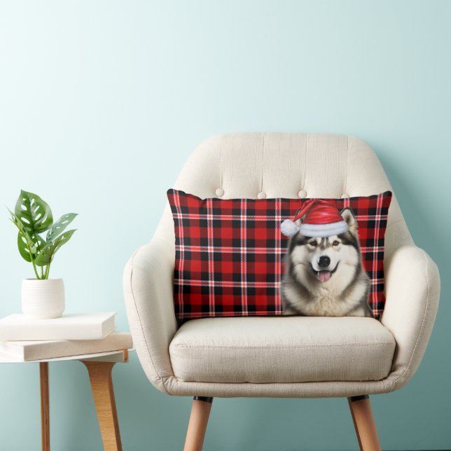 Almofada Lombar Xadrez de Férias Malamute no Alasca no Natal (Cadeira)