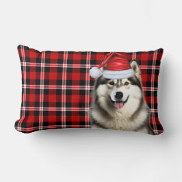 Almofada Lombar Xadrez de Férias Malamute no Alasca no Natal