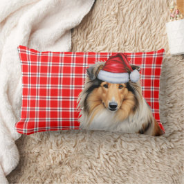 Almofada Lombar Xadrez de Férias Vermelhas Collie Rough
