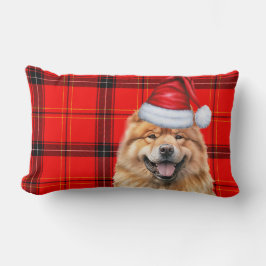 Almofada Lombar Xadrez de Natal do Chow Chow Red Holiday