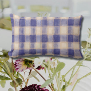Almofada Lombar xadrez de tartan marinho azul-creme gingham