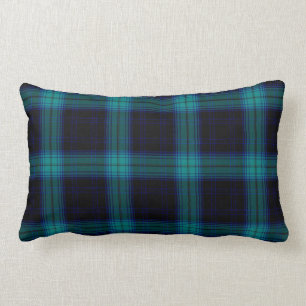 Almofada Lombar Xadrez de Tartan preta do verde azul da cerceta de