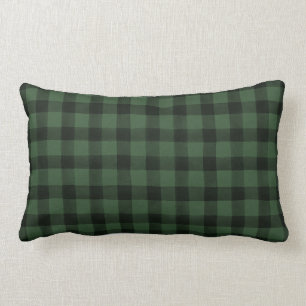 Almofada Lombar Xadrez em Buffalo - Cheque de Preto Verde