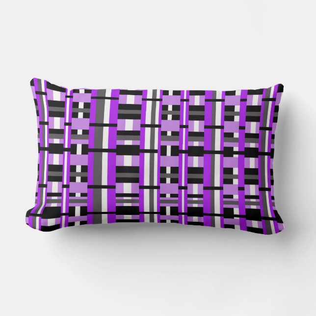Almofada Lombar Xadrez em roxo, preto e Cinza (Frente)