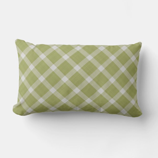 Almofada Lombar Xadrez Gingham Verde Caqui (Frente)