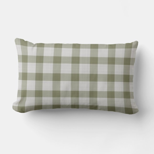 Almofada Lombar Xadrez Gingham Verde Olive Haze (Frente)