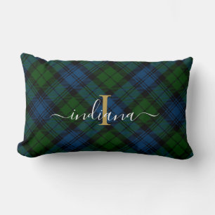 Almofada Lombar Xadrez Monograma Script Tartan Campbell Militar