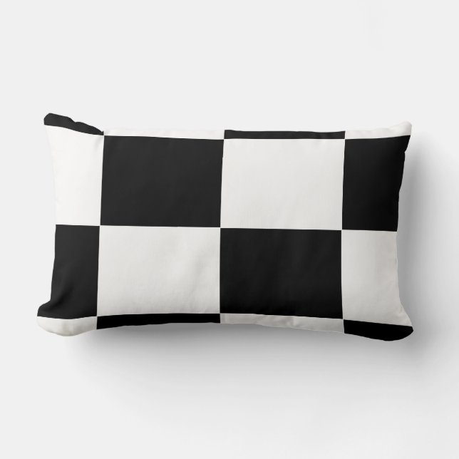 Almofada Lombar xadrez preto e branco (Frente)
