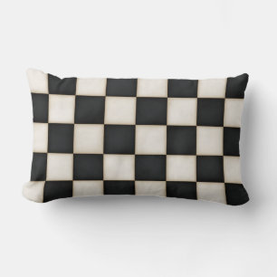 Almofada Lombar Xadrez Preto e Branco Antigo Grande