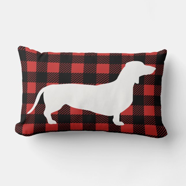 Almofada Lombar Xadrez Russo Dachshund Dog & Buffalo Check (Frente)
